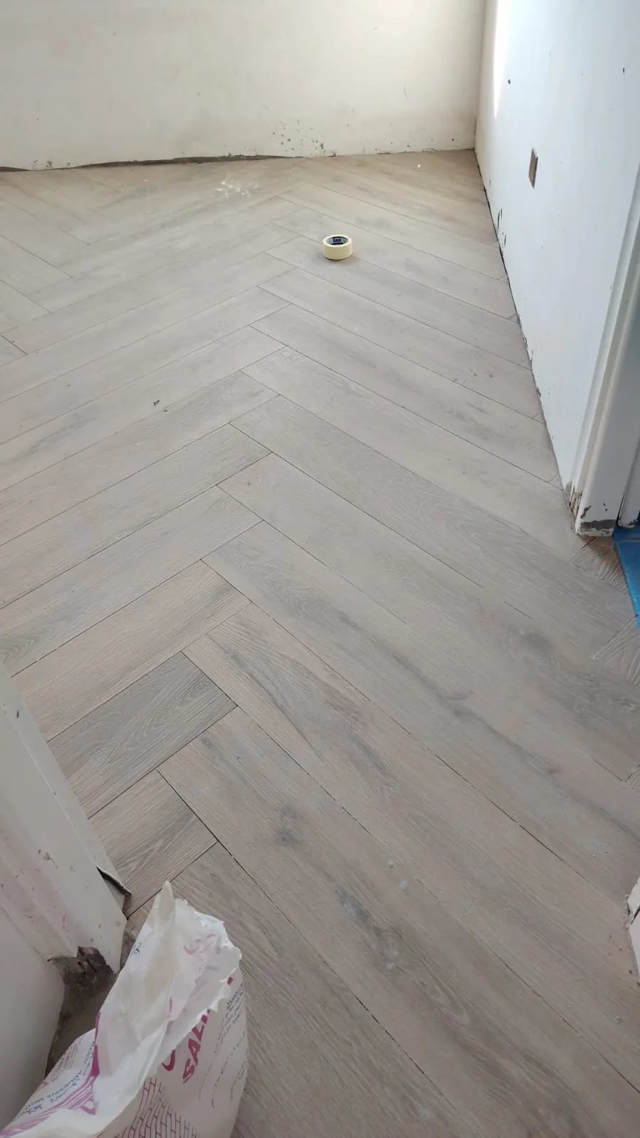 Completed herringbone floor before final finishing