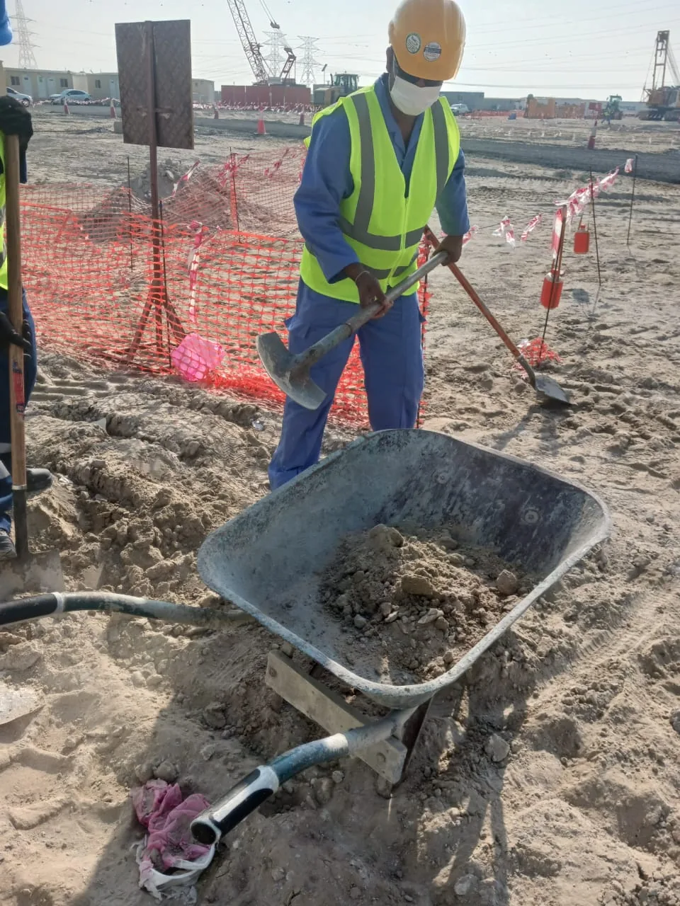 Site clearance with crew in protective gear